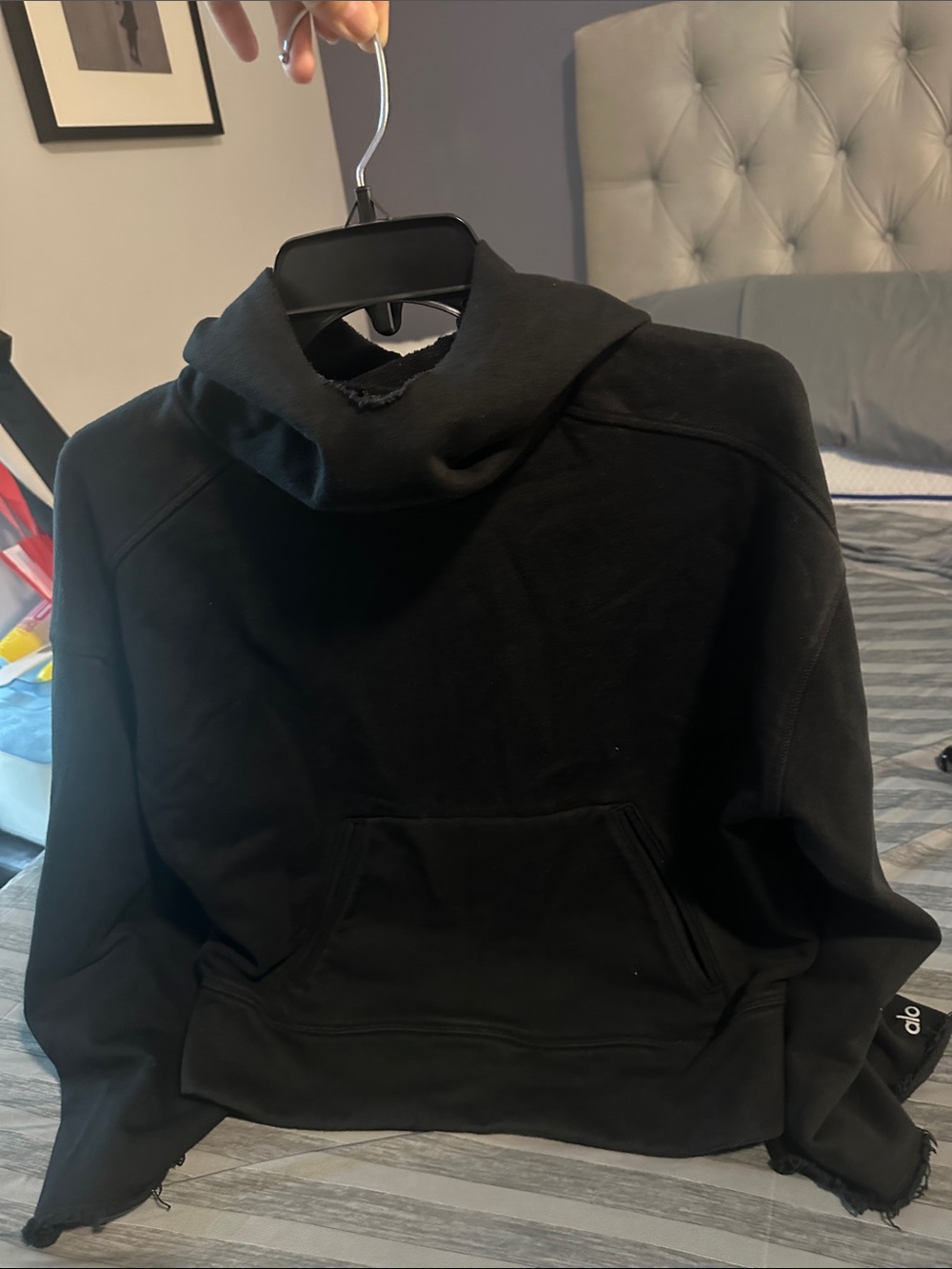 Women’s Alo Yoga Black Hoodie Sz XS oversized - Picture 8 of 8